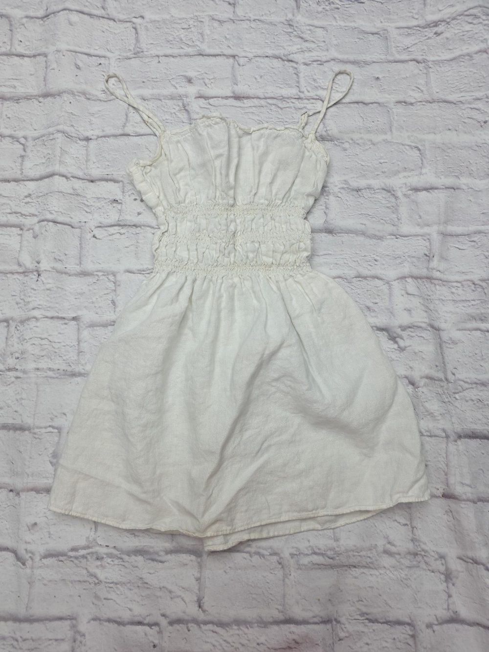 Reformation 100% Linen White Top Sz 8 Smocked Bodice Spaghetti Strap Boho